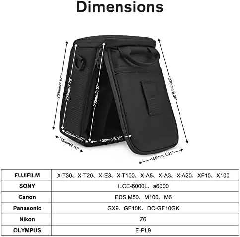 S-ZONE Camera Insert Bag Waterproof Lens Cube Case Compatible with Nikon Canon Sony Fuji for SLR DSLR Mirrorless Lens Cables Accessories - Image 3