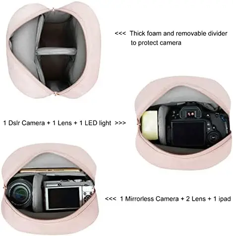 TULLIO Camera Bag Small for Photographer Canvas Camera Sling Bag Waterproof Dslr Camera Case Pink for Women Lightweight Compatible with Nikon Sony - Image 5