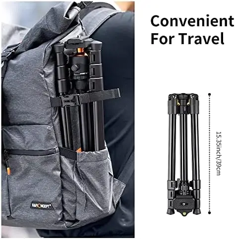 K&F Concept 64 inch/163cm Camera Tripod,Lightweight Aluminum Travel Outdoor Tripods with 360 Degree Ball Head Load Capacity 8kg/17.6lbs,Quick Release Plate, for DSLR Cameras K234A0+BH-28L - Image 7