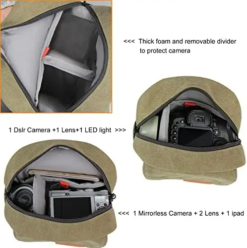 TULLIO Small Camera Bag for Photographer Canvas Waterproof Dslr bag Compatible with Nikon Sony lightweigth Men - Image 5