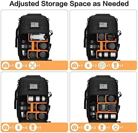 MOSISO Camera Backpack, DSLR/SLR/Mirrorless Photography Tactical Camera Bag Case with Tripod Holder & 15-16 inch Laptop Compartment Compatible with Canon/Nikon/Sony/DJI Mavic Drone, Black - Image 3