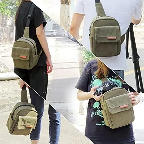 TULLIO Small Camera Bag for Photographer Canvas Waterproof Dslr bag Compatible with Nikon Sony lightweigth Men - Image 7